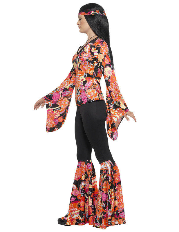 Déguisement hippie noir et multicolore femme