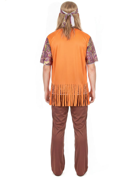 Déguisement hippie rose et marron homme