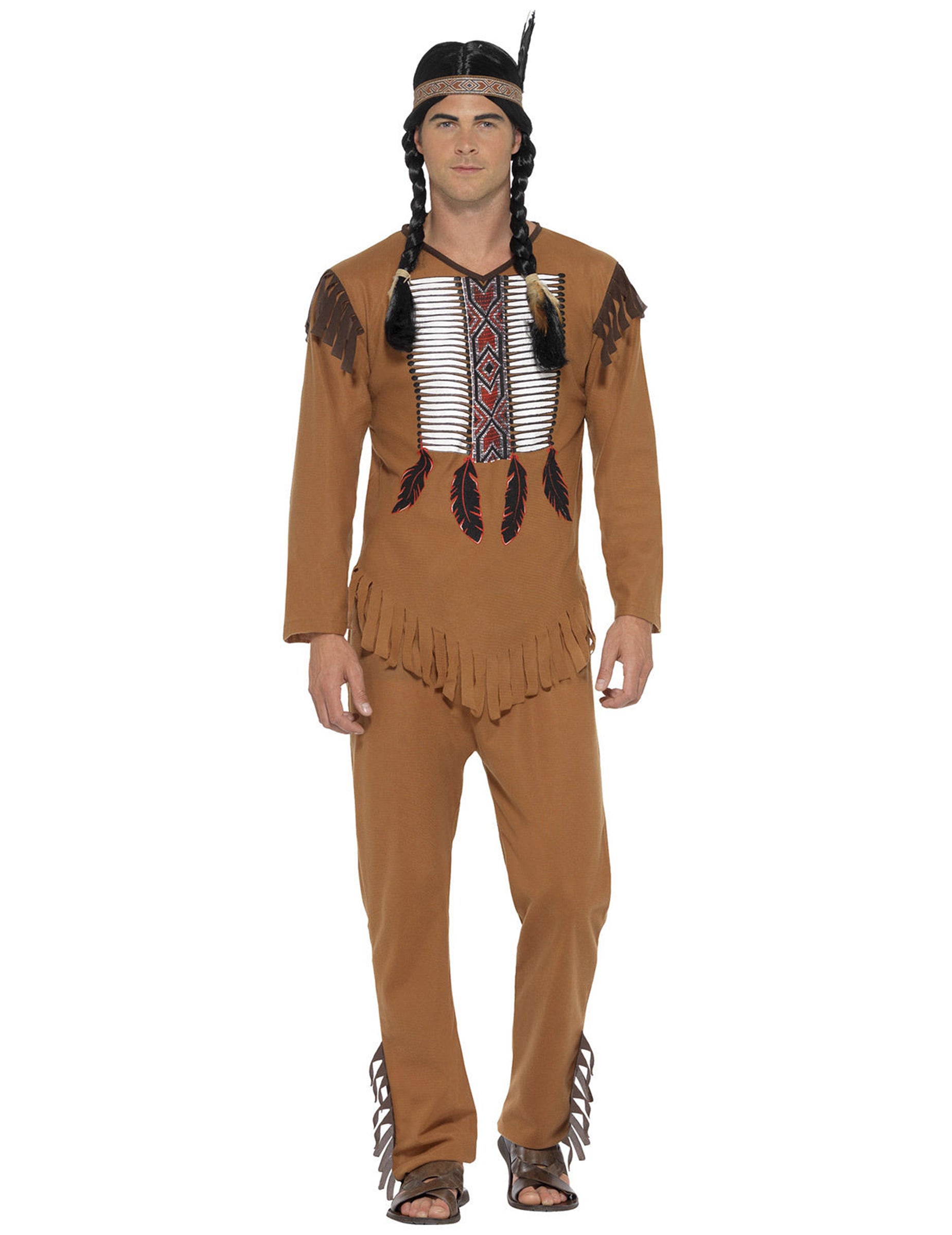 Déguisement indien pour homme marron avec franges