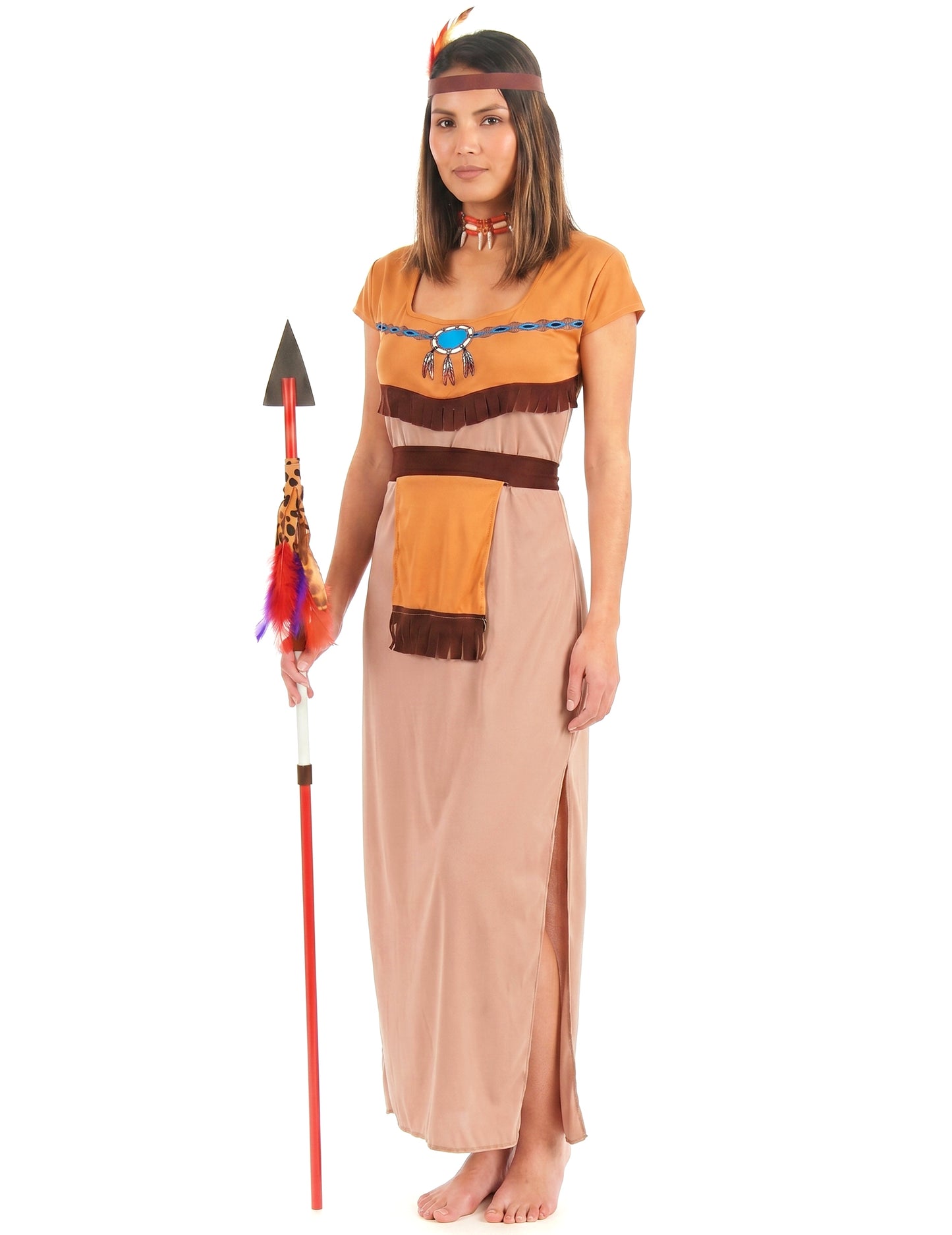 Klassieke beige en oranje indianen outfit voor vrouwen