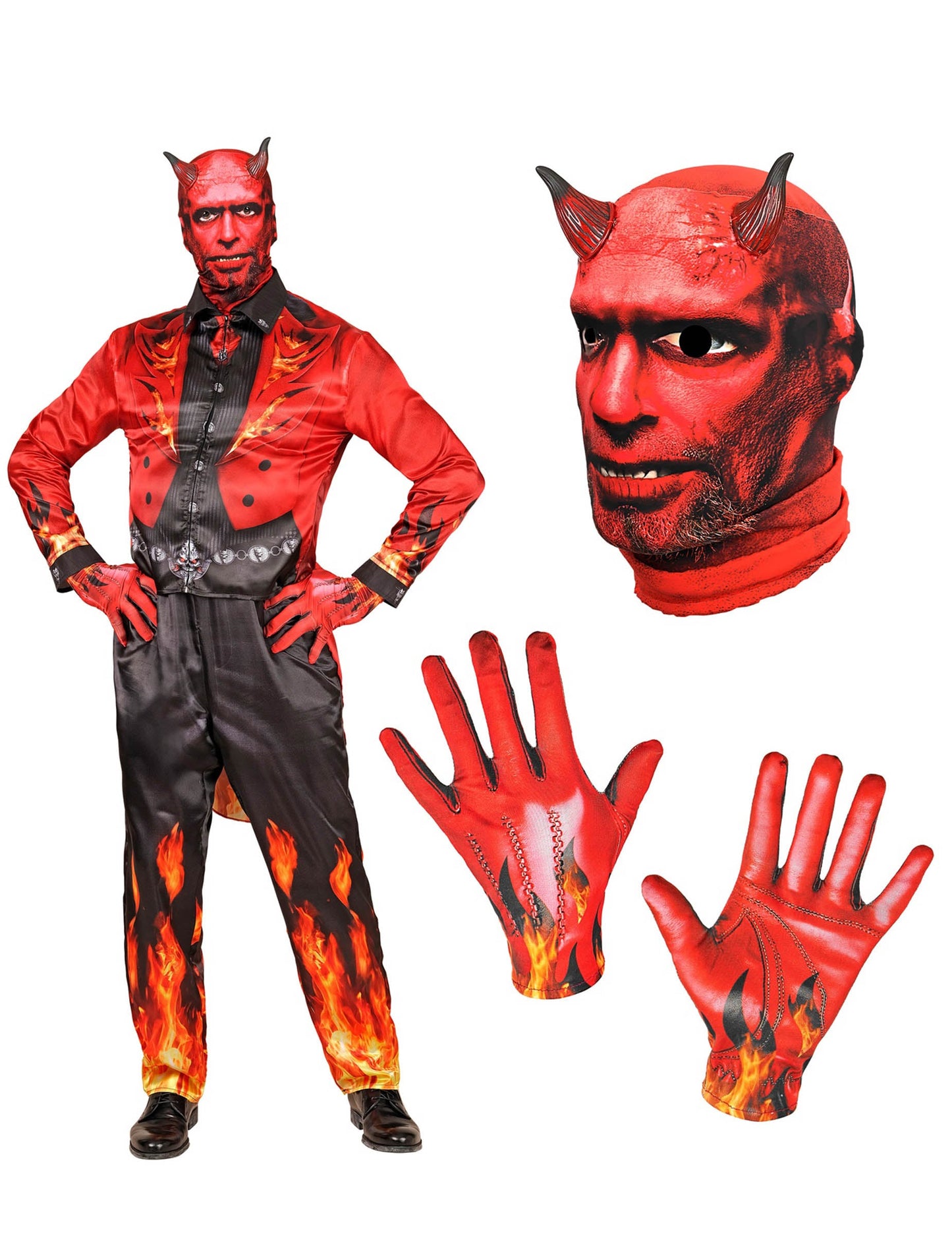 Déguisement intégral diable en feu adulte