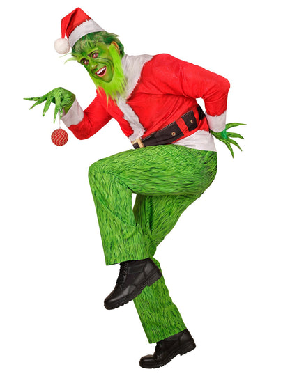 Integraal kostuum chagrijnig kerstmonster voor volwassenen