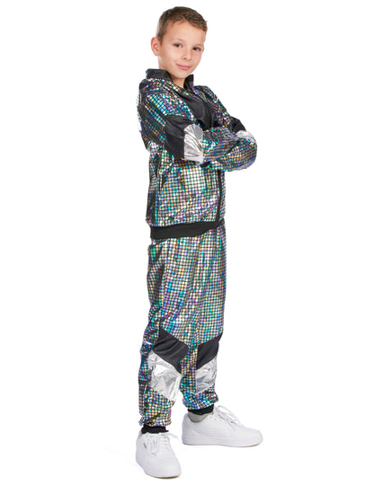 Vue de profil du déguisement jogging disco années 80 adolescent