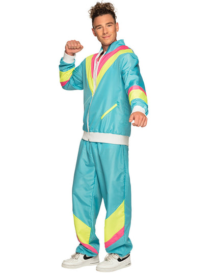 Retro Neon Blauw Trainingspak voor Heren