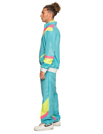 Retro Neon Blauw Trainingspak voor Heren