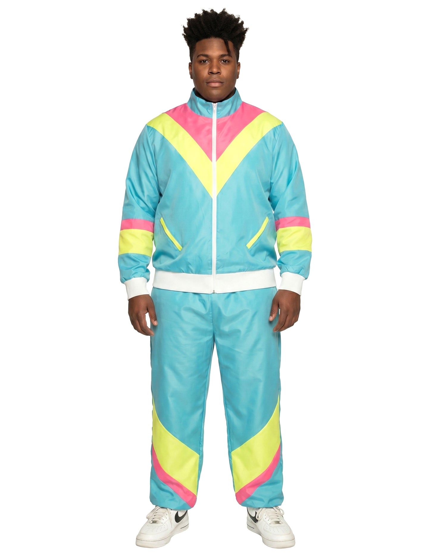 Déguisement Jogging Rétro Bleu Fluo Homme