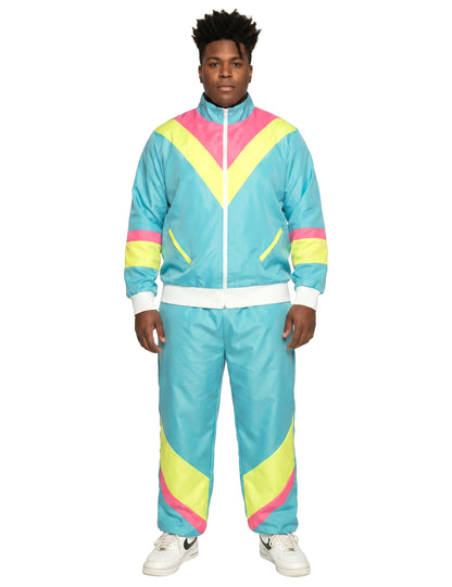 Déguisement Jogging Rétro Bleu Fluo Homme
