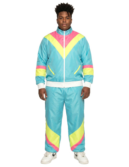 Retro Neon Blauw Trainingspak voor Heren