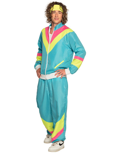 Retro Neon Blauw Trainingspak voor Heren