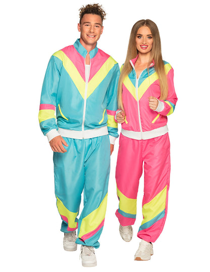 Retro Neon Blauw Trainingspak voor Heren