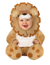 Déguisement lion pour bébé beige et marron en peluche avec crinière