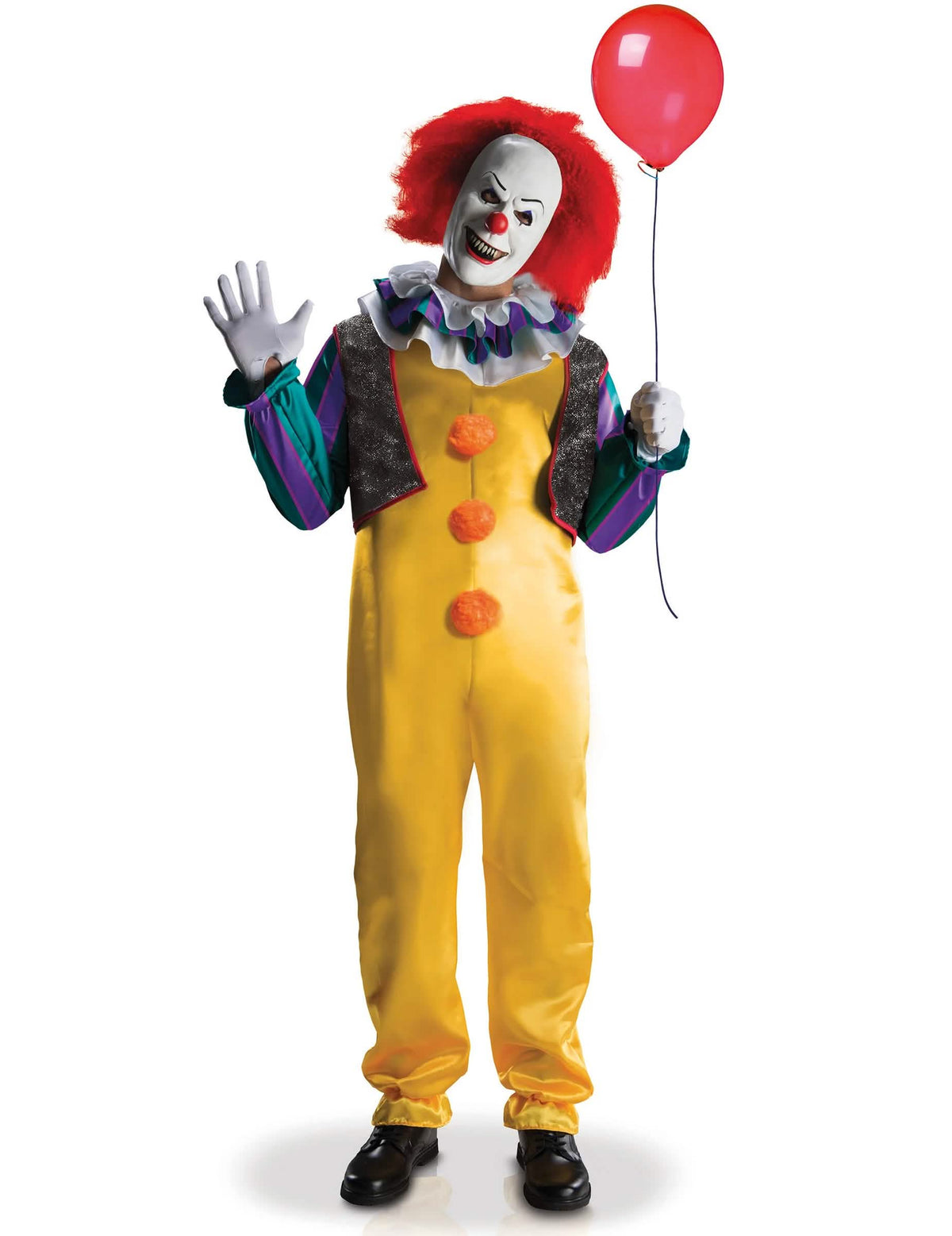 Vue avec ballon rouge du déguisement luxe clown Ça