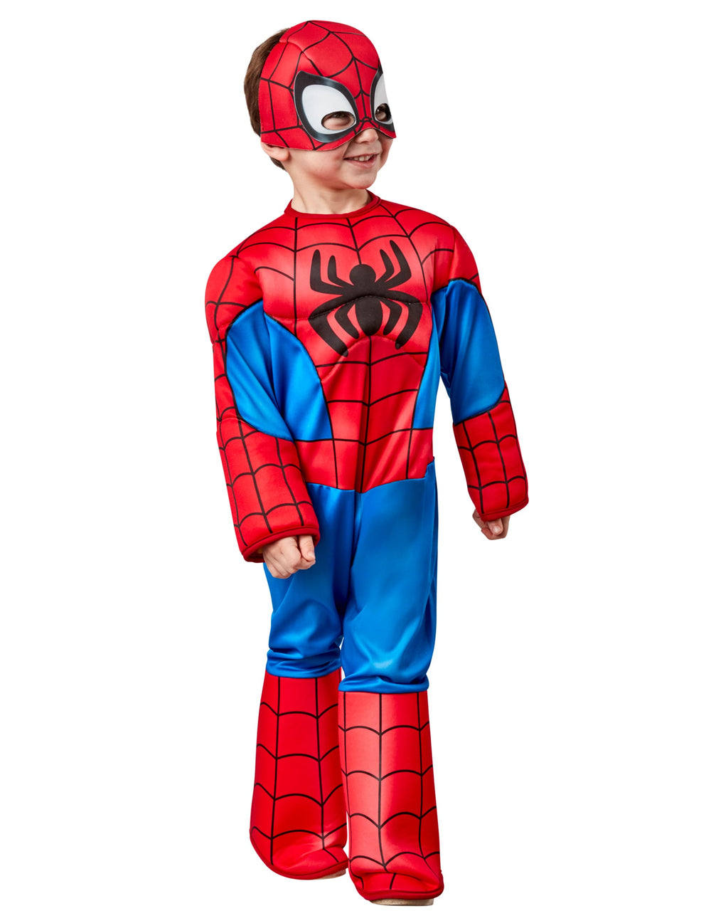 Déguisement luxe Spidey et ses amis extraordinaire pour enfant rouge et bleu avec buste rembourré et masque