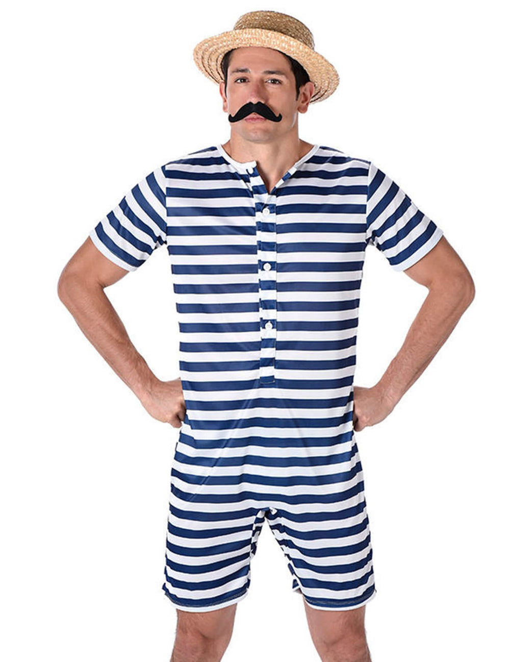 Close-up van het bovenlichaam van de retro badpak-outfit voor heren