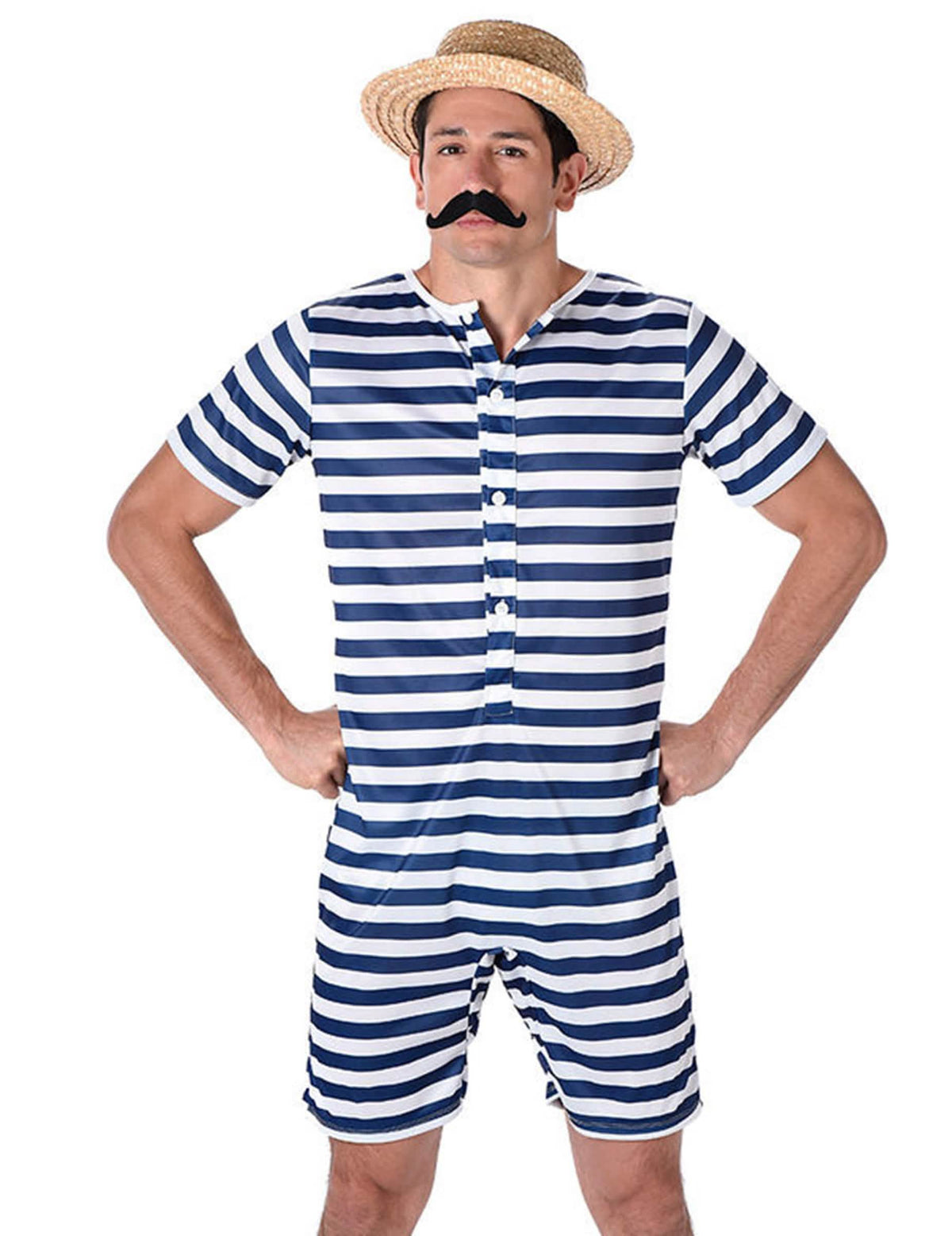 Close-up van het bovenlichaam van de retro badpak-outfit voor heren