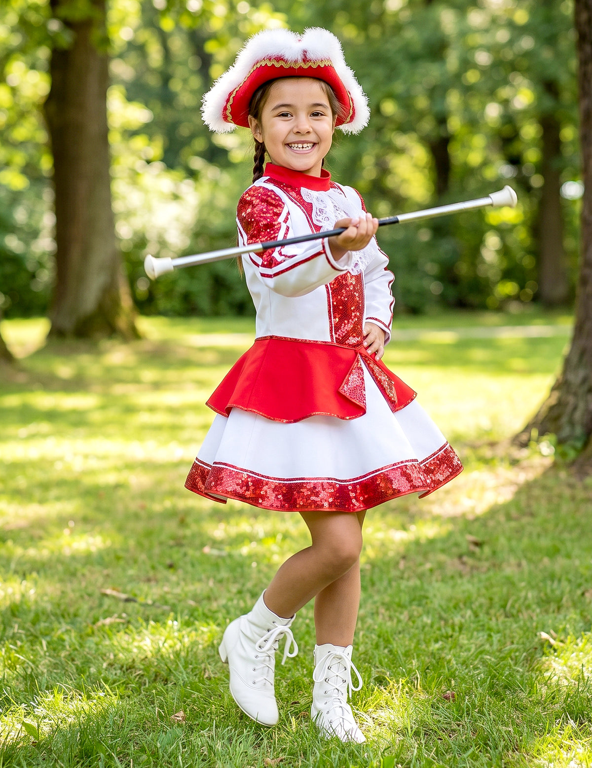 Déguisement Majorette rouge luxe fille