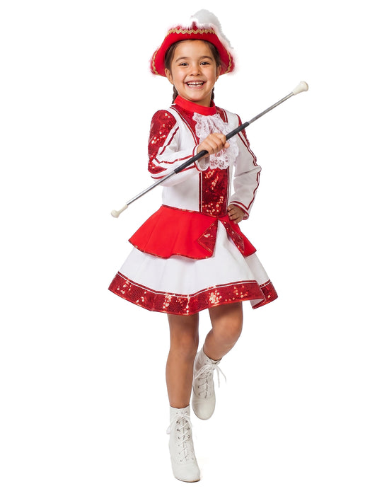 Déguisement Majorette gabardine rouge fille