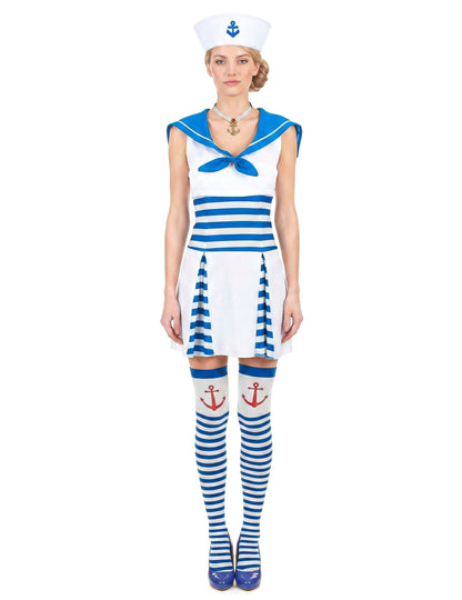 Déguisement marin robe rayée femme