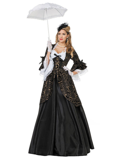 Déguisement marquise noir et doré femme