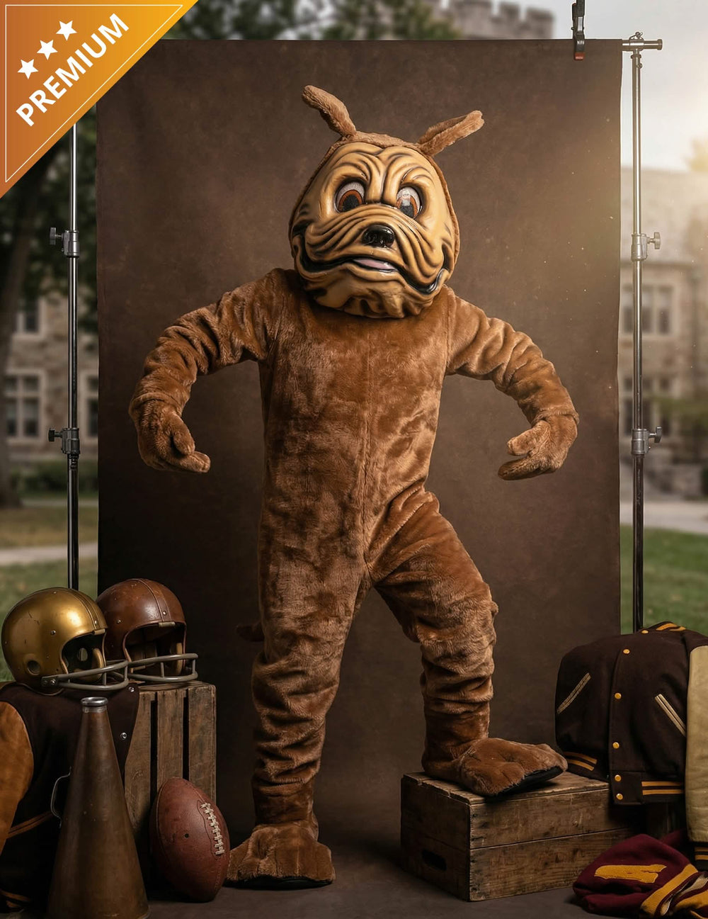 mascotte hondenkostuum voor volwassenen bruin