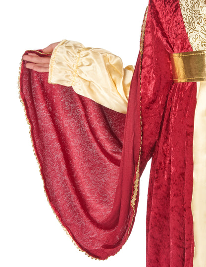 Détail des manches évasées du déguisement de reine médiévale pour fille