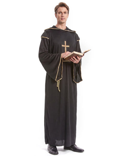 Déguisement moine noir et doré homme