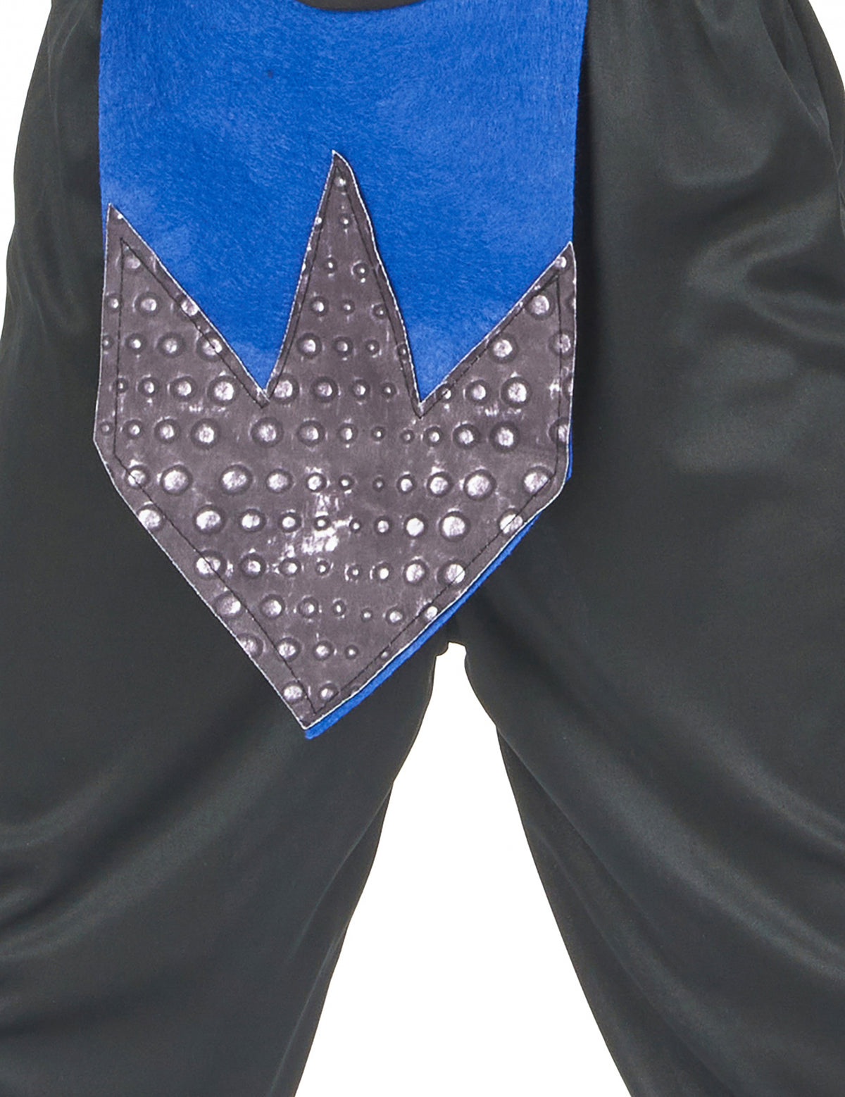 Détail du tabard bleu et gris du déguisement ninja