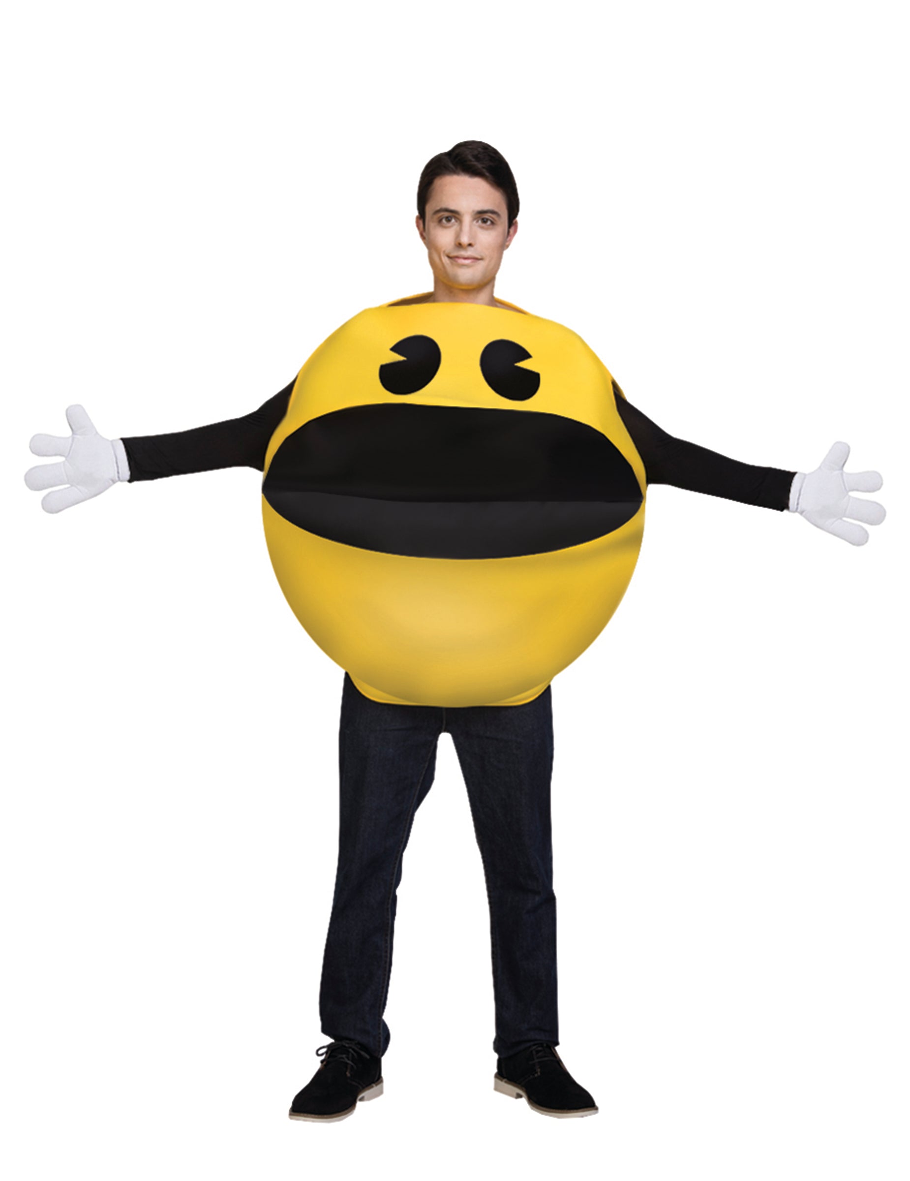 Déguisement Pac-Man pour adulte jaune avec gants blancs