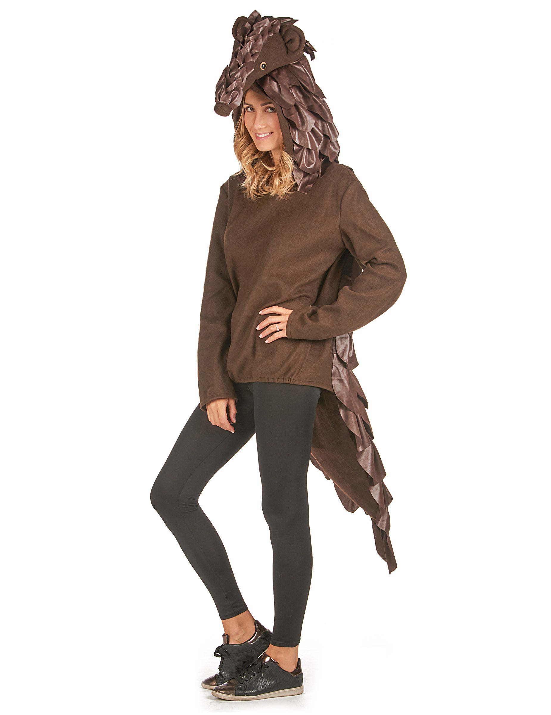 Vue de trois-quarts du déguisement de pangolin pour adulte