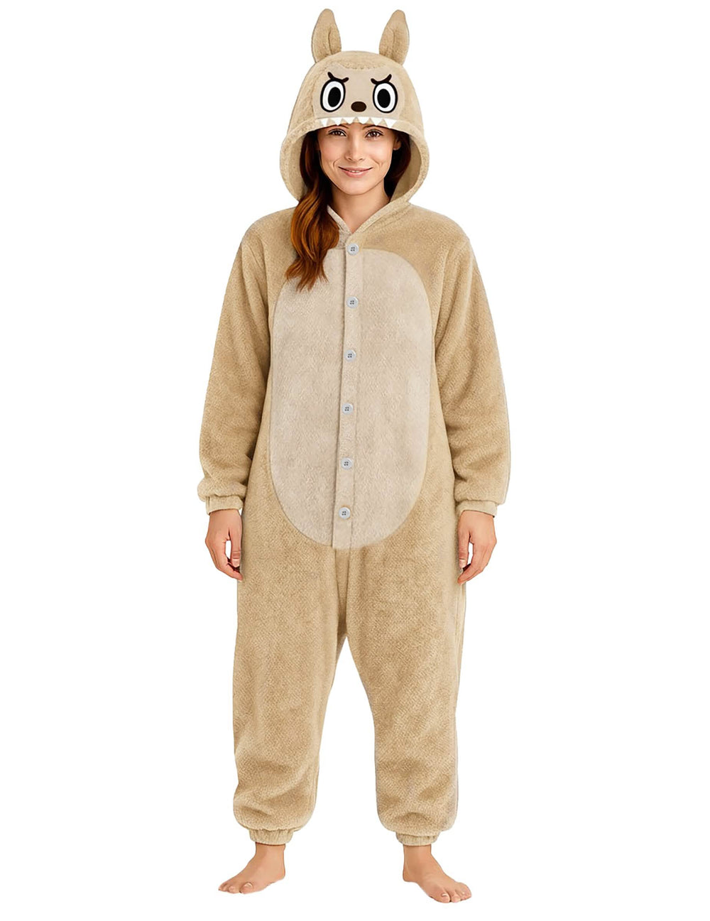 Déguisement peluche monstre pour femme beige