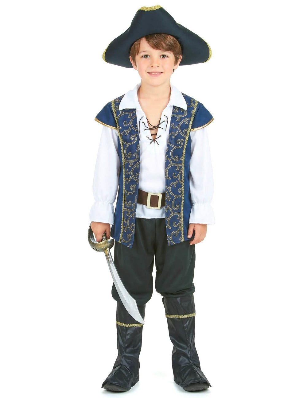 Vooraanzicht van het piratenkostuum voor jongens