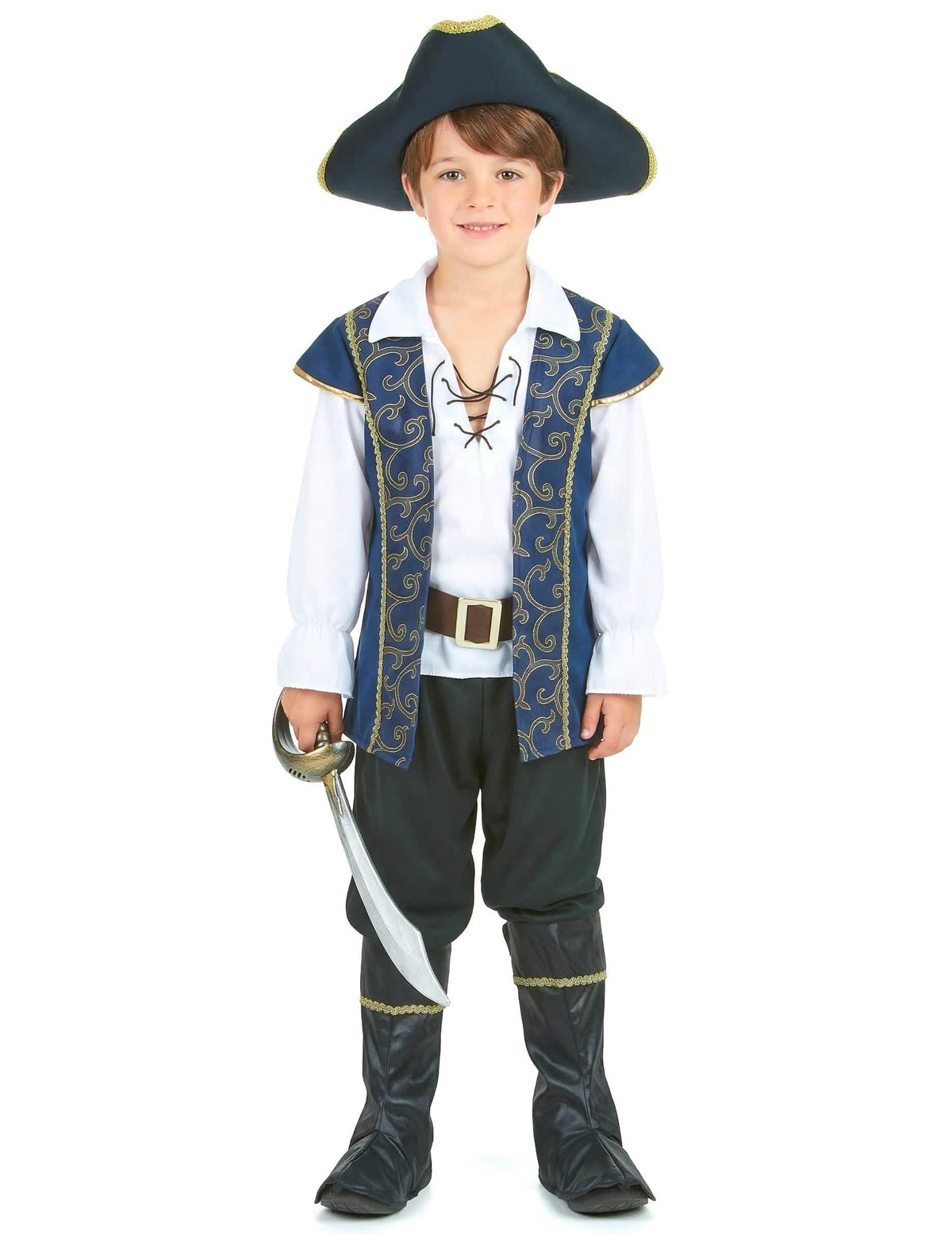 Vooraanzicht van het piratenkostuum voor jongens