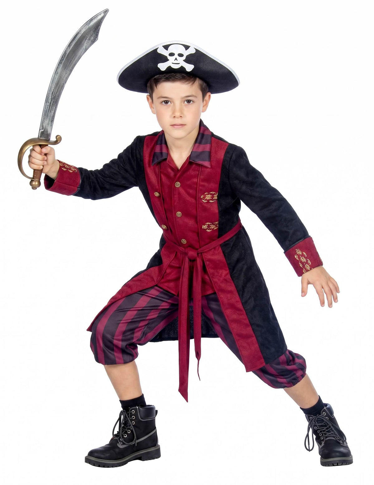 Déguisement Pirate bordeaux et noir luxe garçon