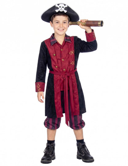 Déguisement Pirate bordeaux et noir luxe garçon