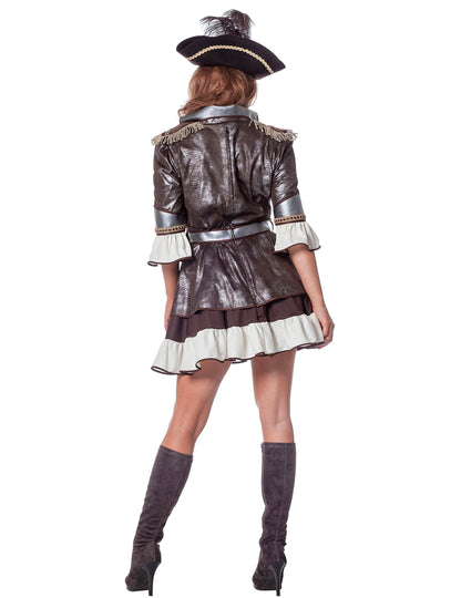 Déguisement pirate luxe argent et marron femme