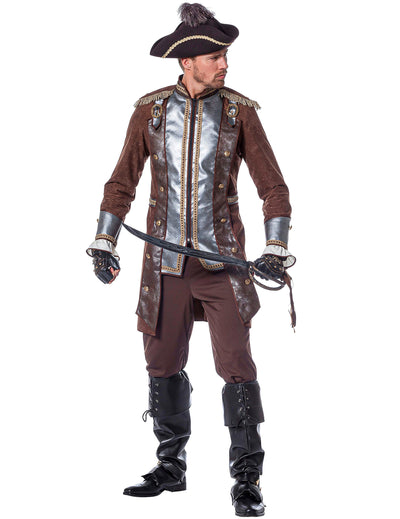 Déguisement pirate luxe argent et marron homme