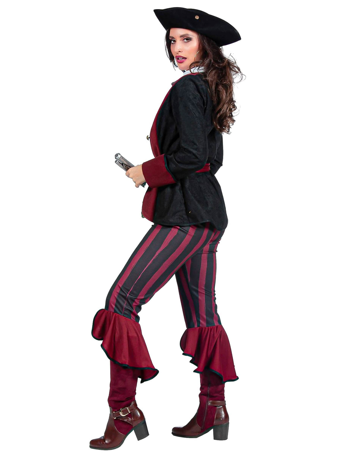 Déguisement pirate noir et bordeaux luxe femme