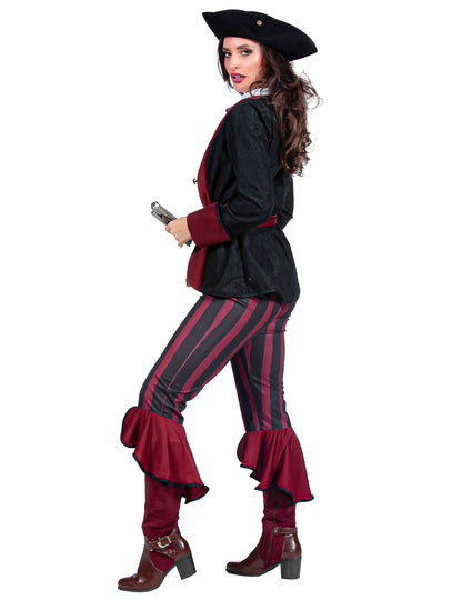 Déguisement pirate noir et bordeaux luxe femme