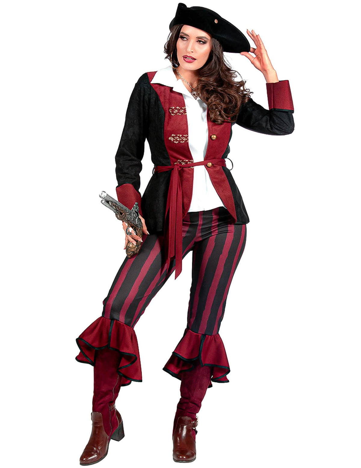 Déguisement pirate noir et bordeaux luxe femme