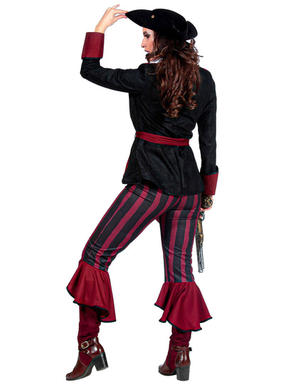 Déguisement pirate noir et bordeaux luxe femme