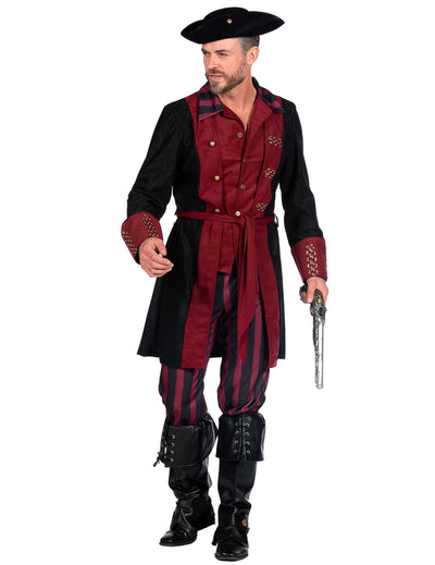 Déguisement pirate noir et bordeaux luxe homme