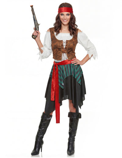 Mooie veelkleurige piraten outfit voor vrouwen