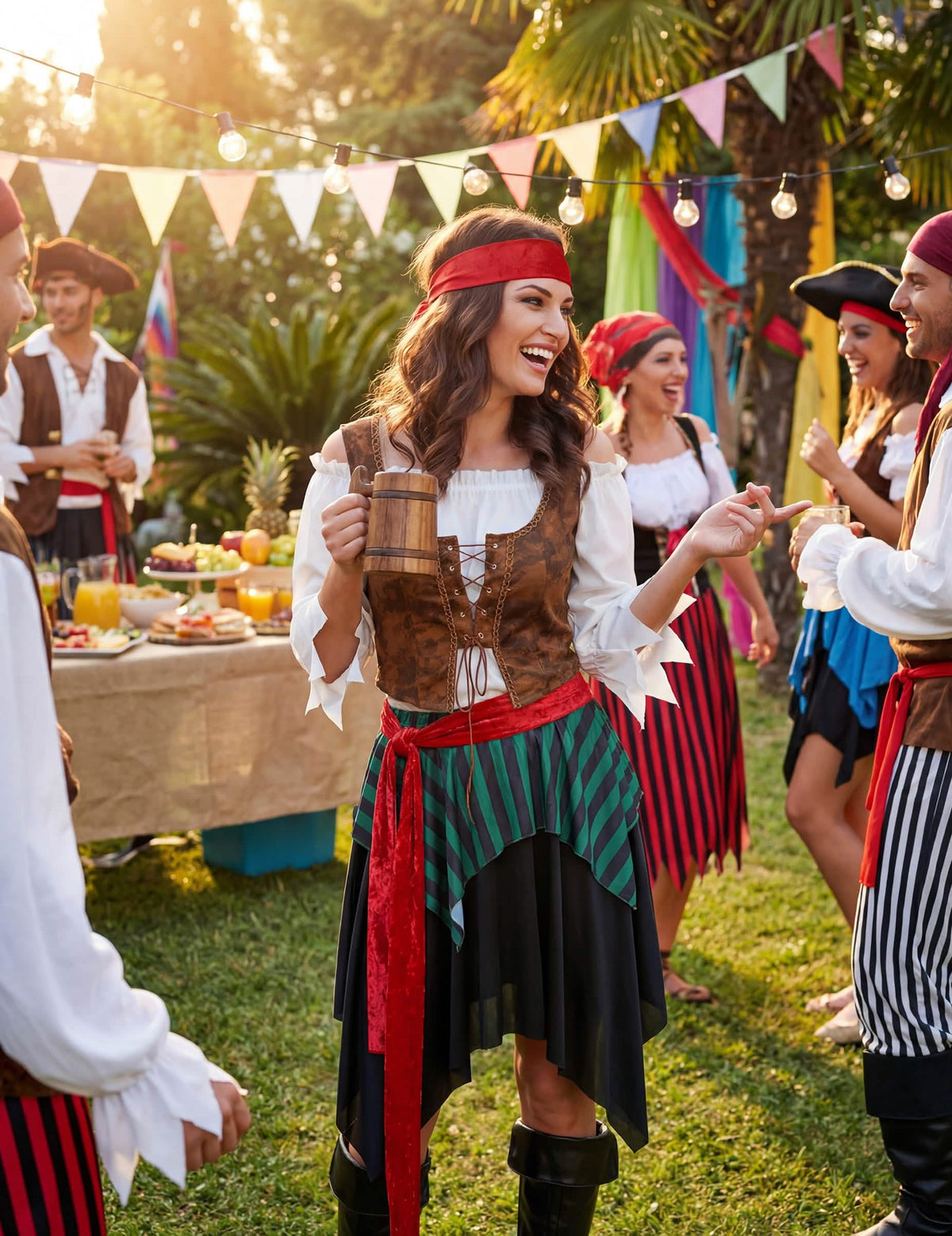Déguisement pirate rayé femme