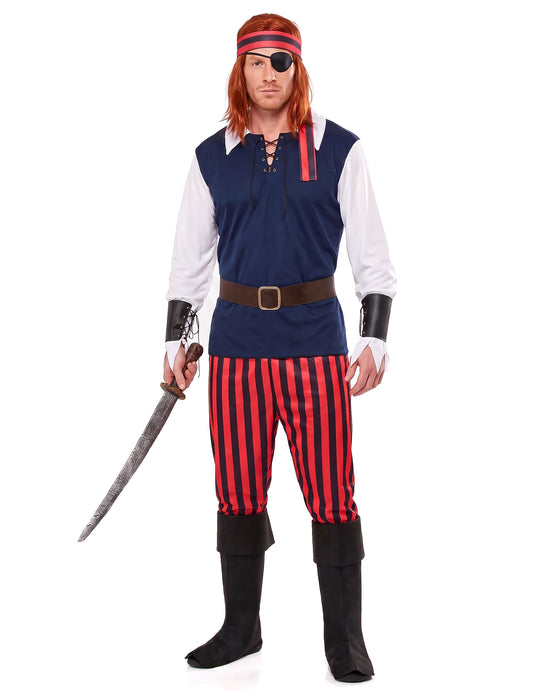 Déguisement Pirate rayures rouges et noires homme