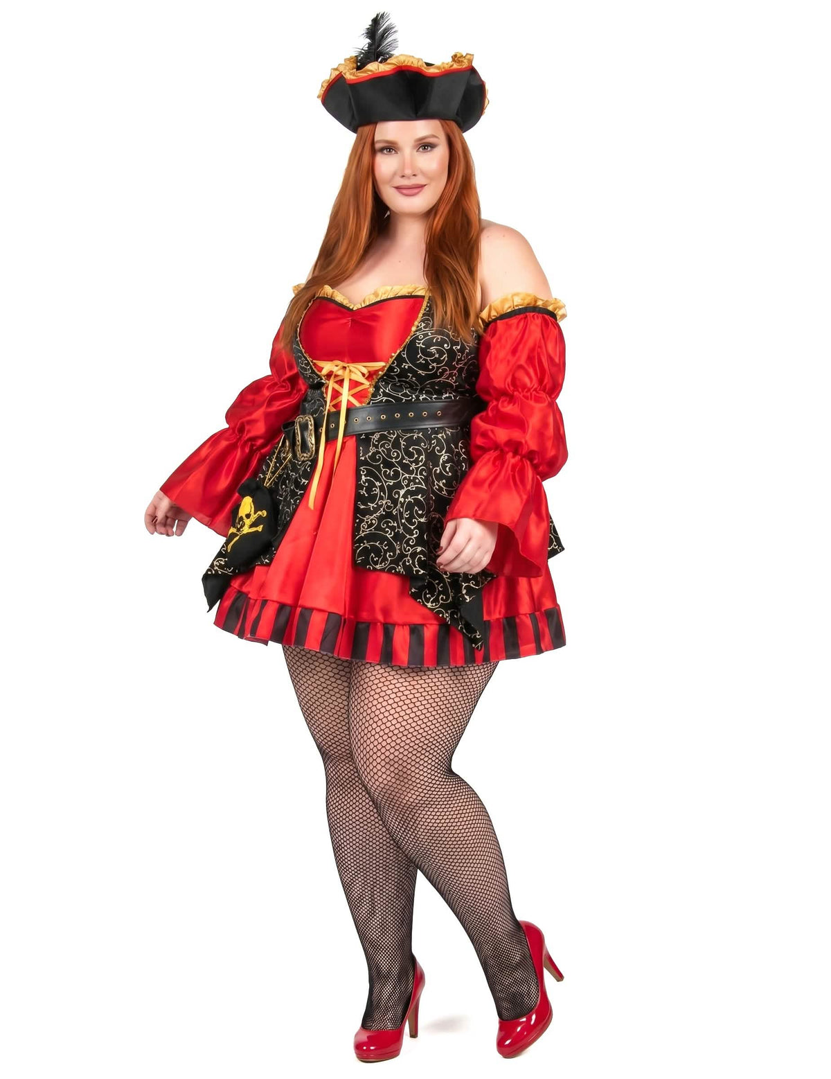 Déguisement pirate rouge luxe grande taille femme