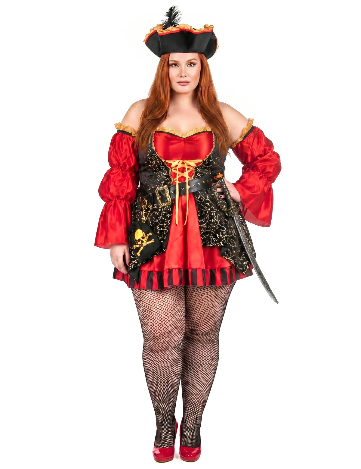 Déguisement pirate rouge luxe grande taille femme