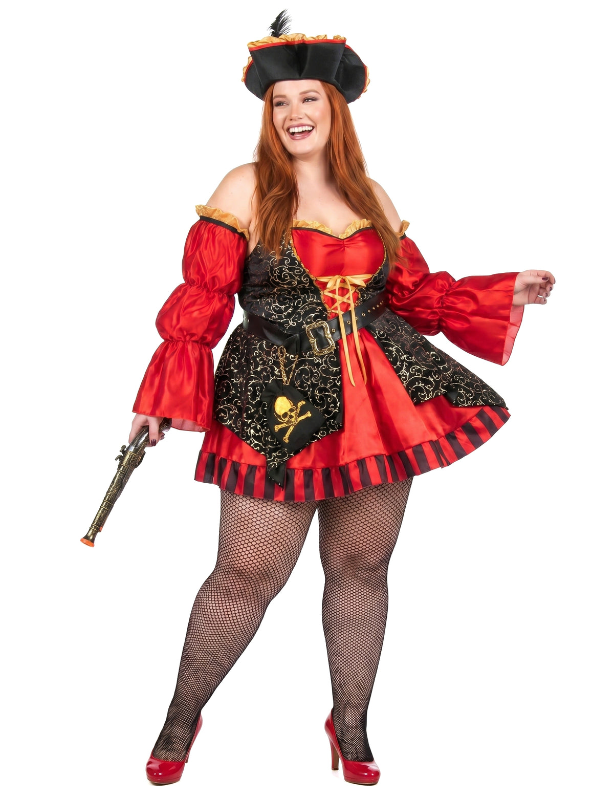 Déguisement pirate rouge luxe grande taille femme