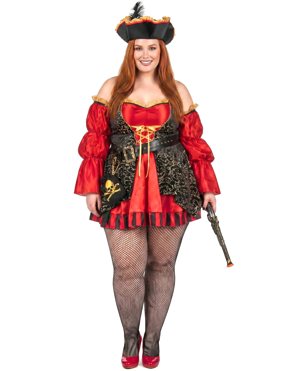 Déguisement pirate rouge luxe grande taille femme