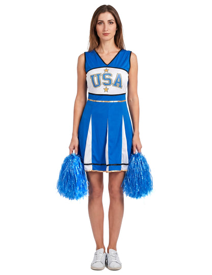 USA cheerleader kostuum blauw dames
