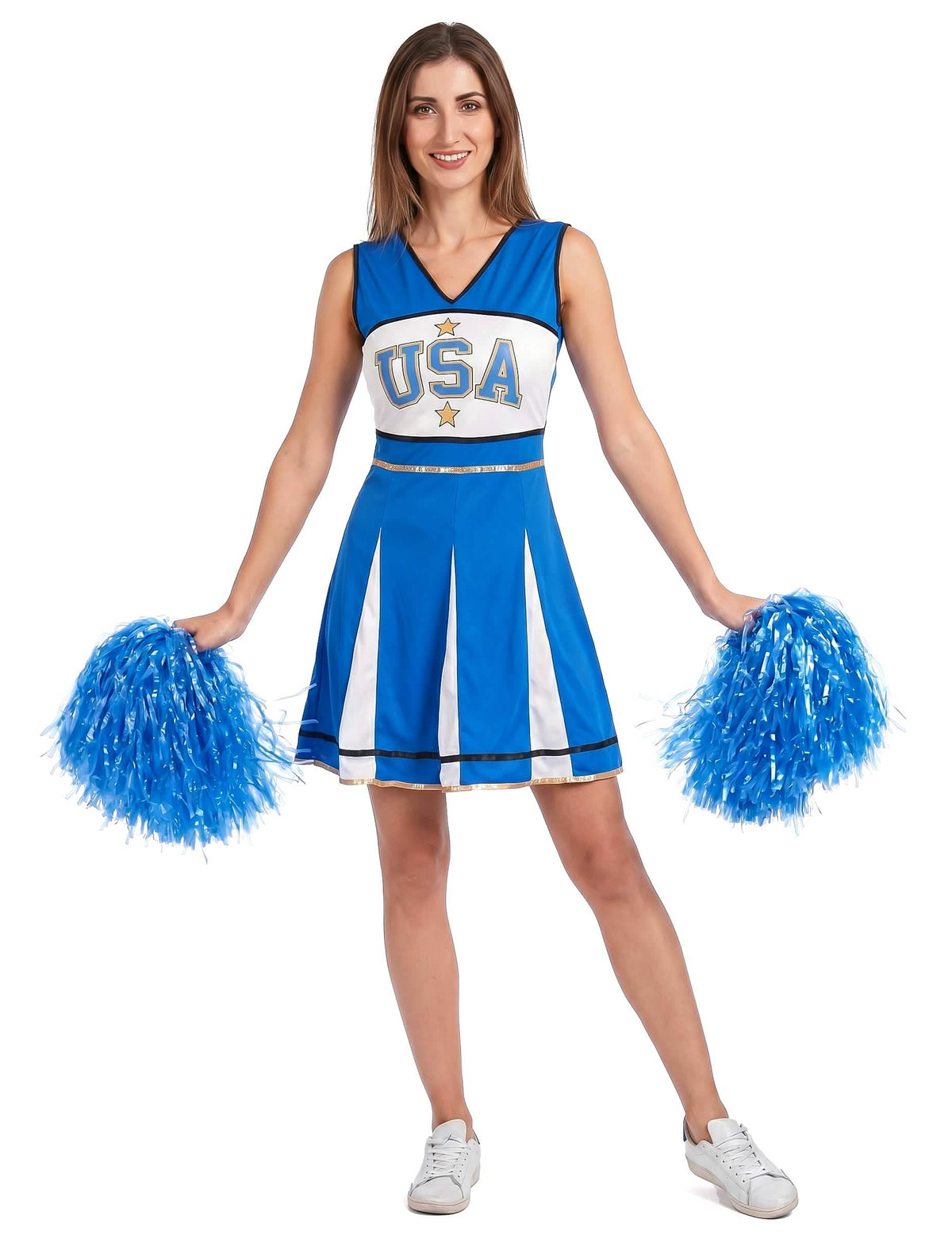 USA cheerleader kostuum blauw dames